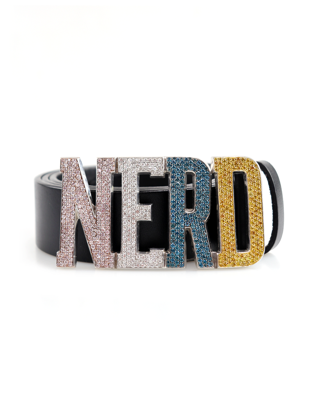 "JACOB&amp;CO" NERD White Gold &amp; Multi Color Diamond Belt Buckle