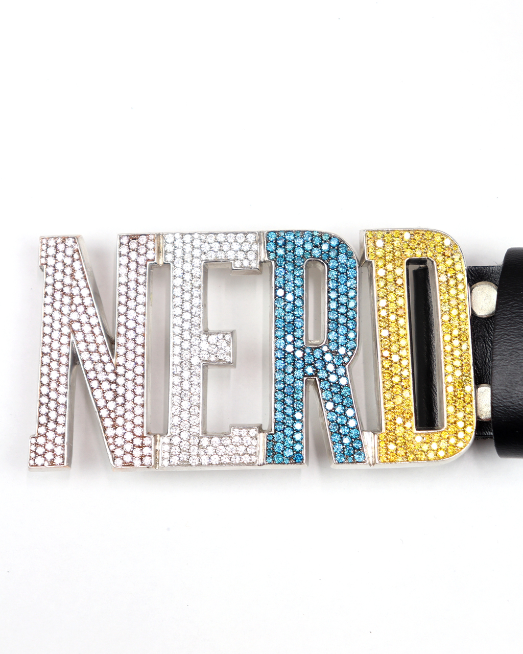 "JACOB&amp;CO" NERD White Gold &amp; Multi Color Diamond Belt Buckle