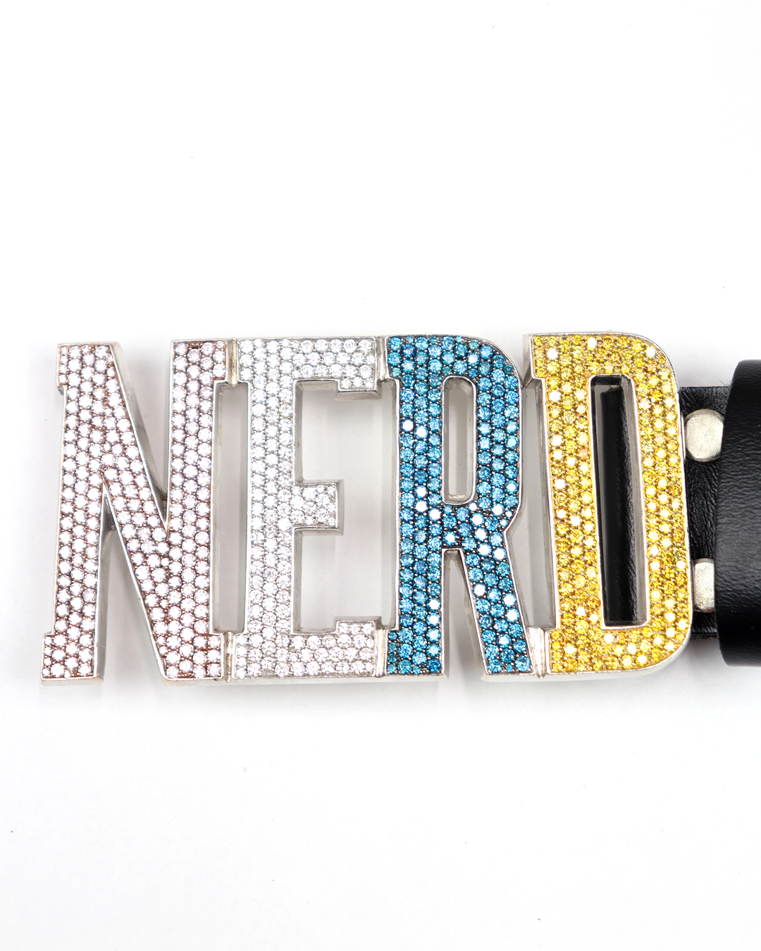 "JACOB&amp;CO" NERD White Gold &amp; Multi Color Diamond Belt Buckle