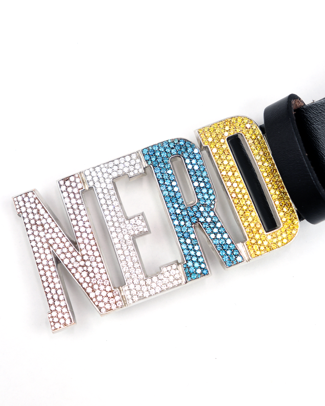 "JACOB&amp;CO" NERD White Gold &amp; Multi Color Diamond Belt Buckle