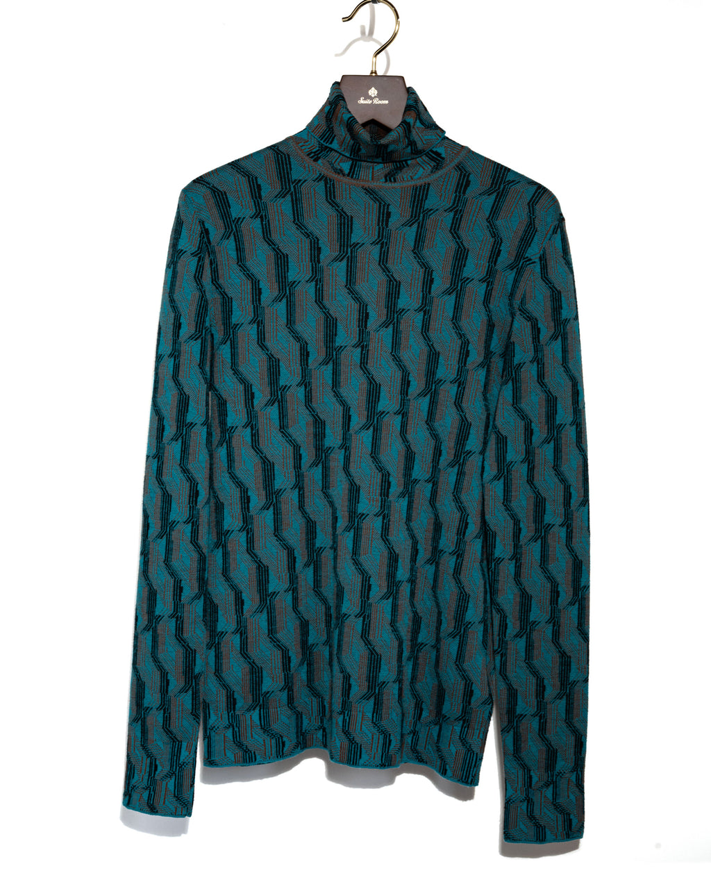 Geometric Jacquard Turtleneck Sweater
