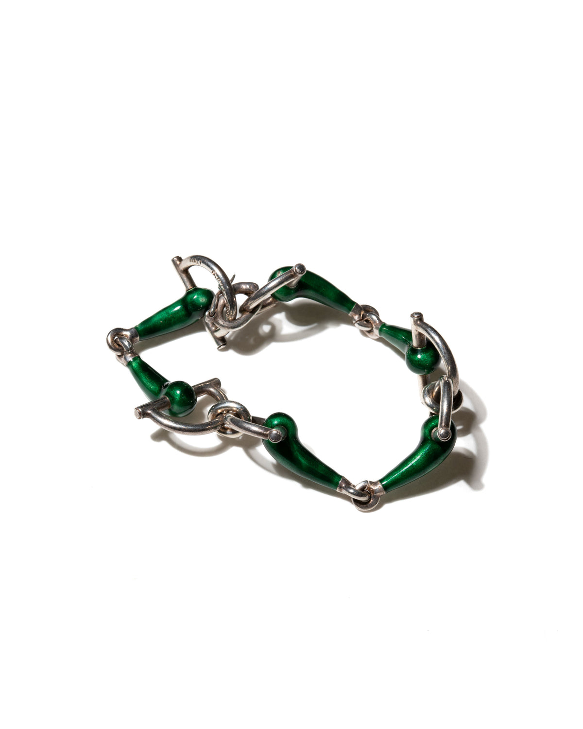 Sterling Silver & Green Enamel
Horsebit Bracelet