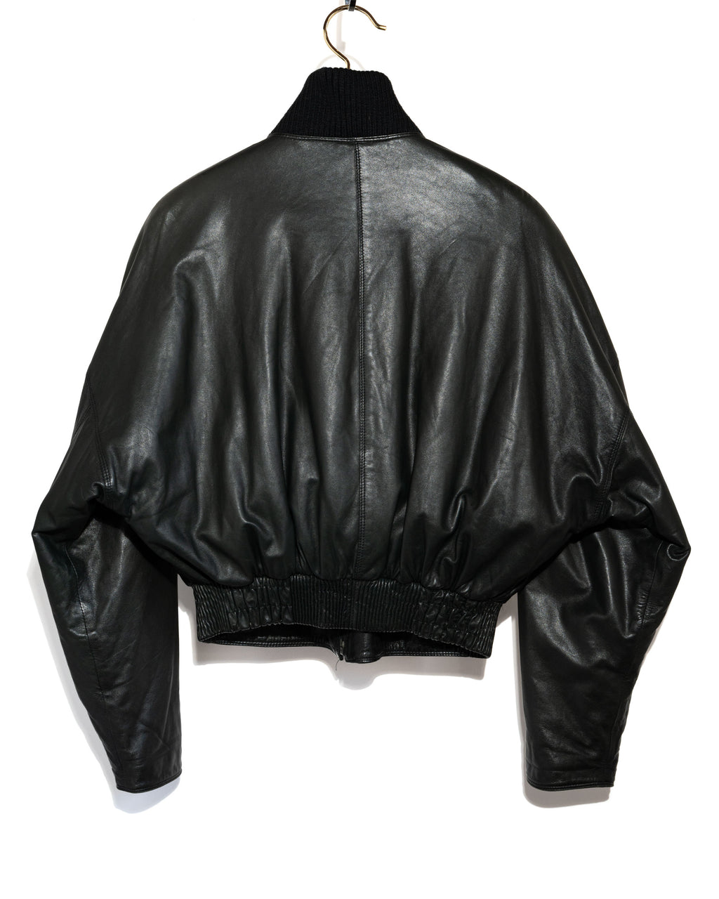 Dolman Sleeve Leather Bomber Jacket