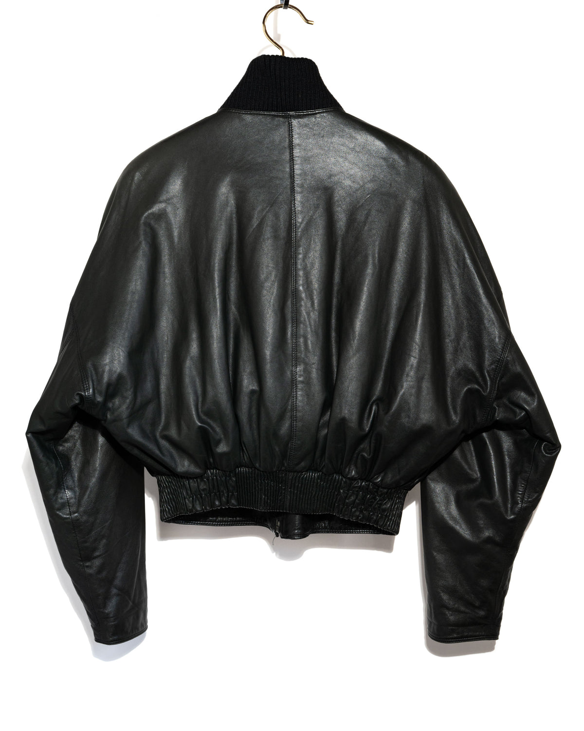 Dolman Sleeve Leather Bomber Jacket
