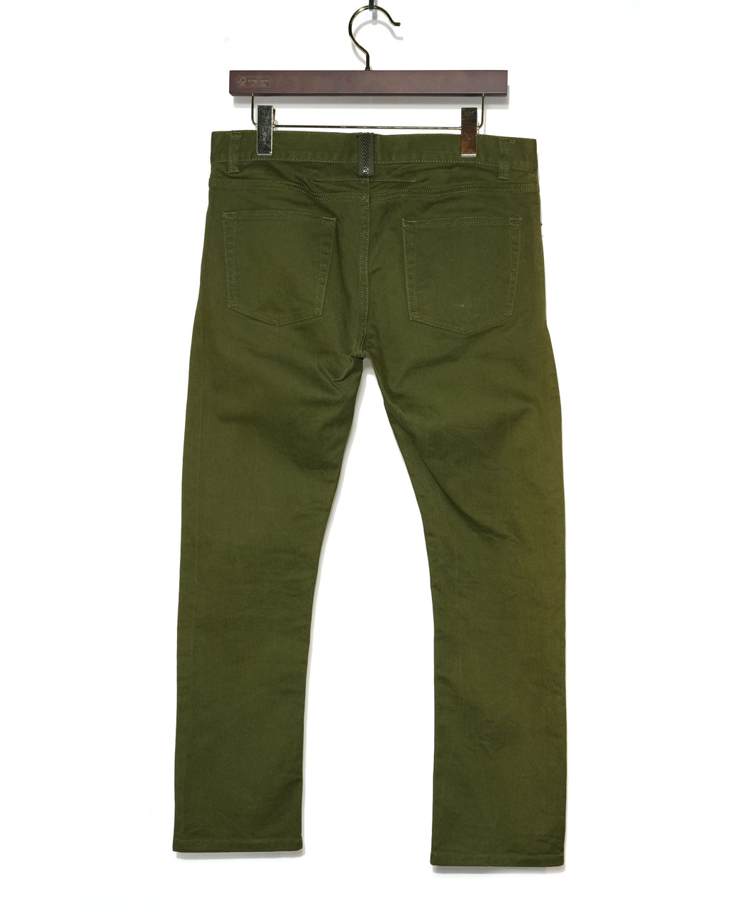 Olive Stretch Cotton Straight-Leg Pants