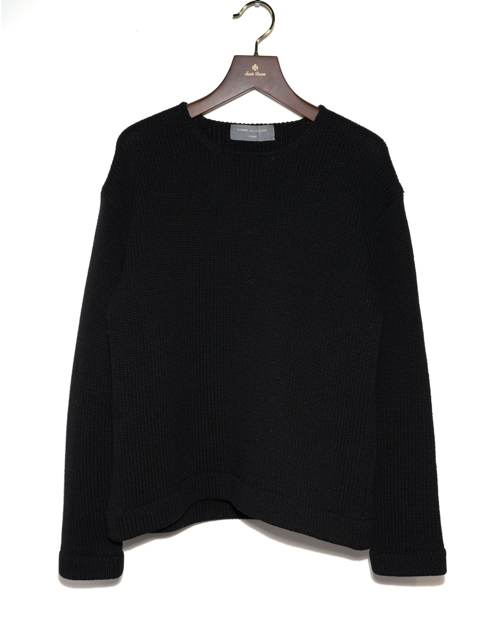 Textured Sweater with Curved Hem