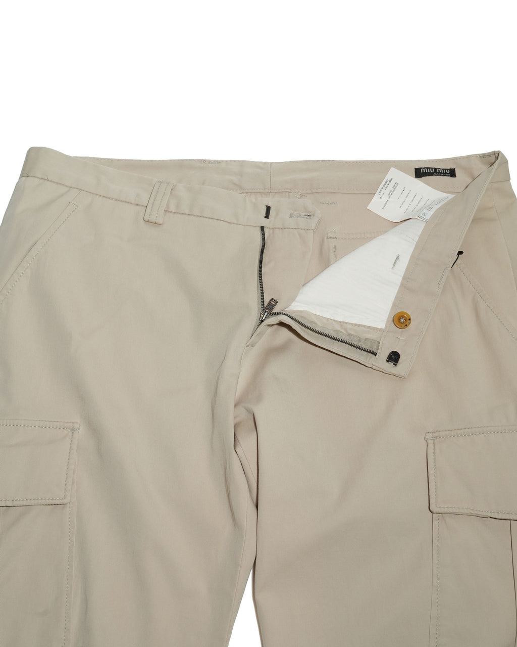 Beige Cotton Cargo Pants