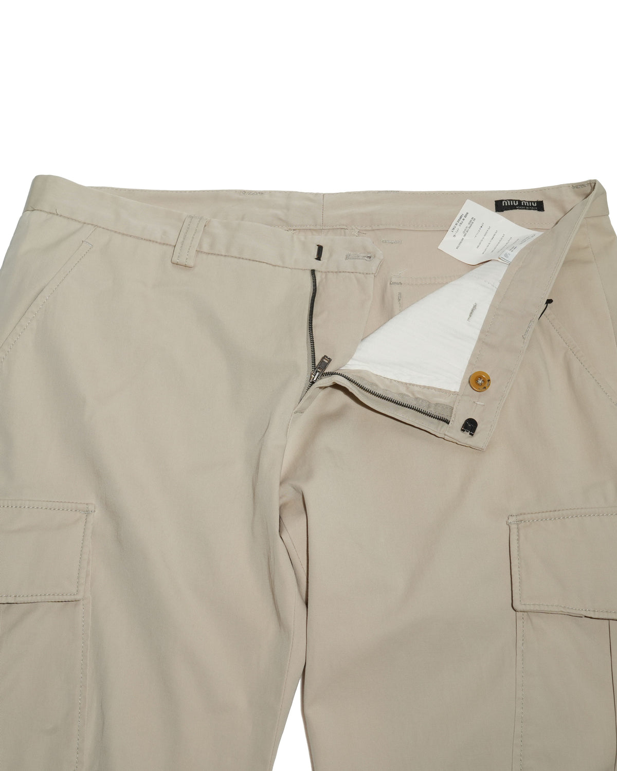 Beige Cotton Cargo Pants