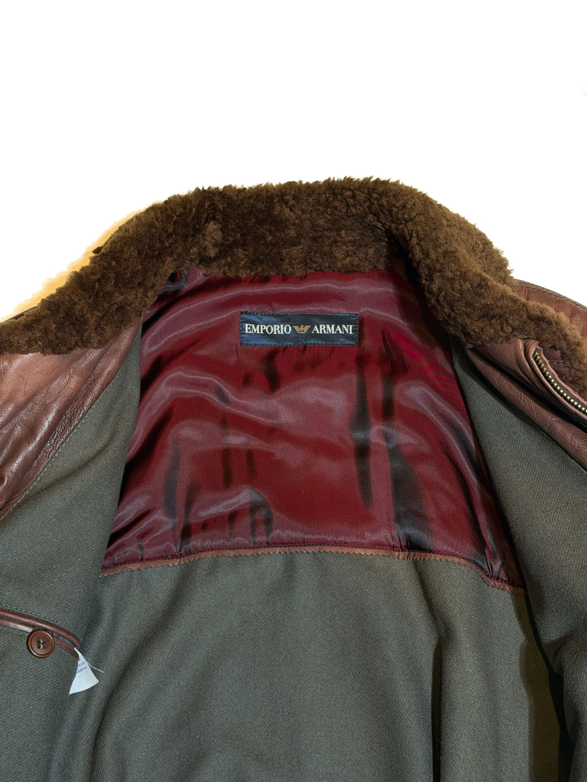 Shearling Collar Leather Bomber Jacket
